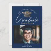 Modernes Navy Blue Graduate Foto 2025 Abschluss Ankündigung (Vorderseite)