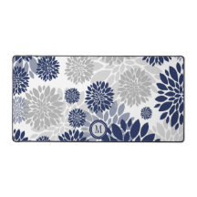 Modernes Navy Blue Gray Blume Muster