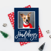 Modernes Navy Blue Happy Howlidays Puppy Dog Foto