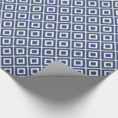 Modernes Navy Blue Ikat Muster Geschenkpapier (Ecke)