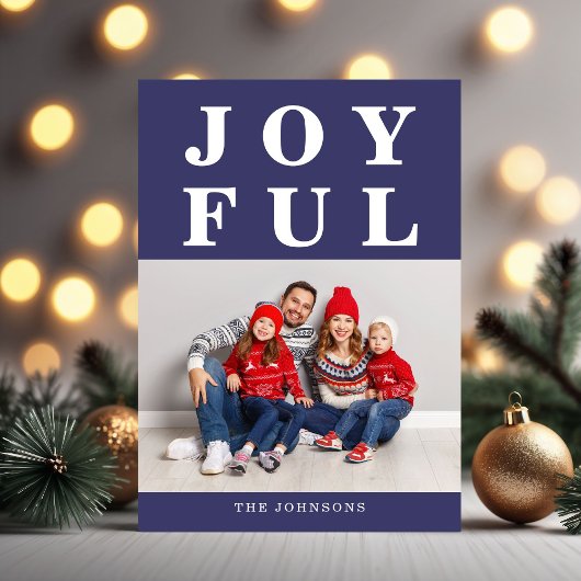 Modernes Navy Blue Joyce Foto Weihnachten