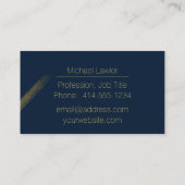 Modernes Navy Blue mit Gold Business Card Visitenkarte (Rückseite)