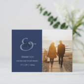 Modernes Navy Blue Monogram Foto Hochzeit Vielen D (Stehend Vorderseite)