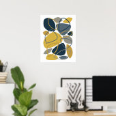 Modernes Navy Blue Mustard Abstraktes Muster Poster (Heimbüro)