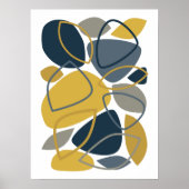 Modernes Navy Blue Mustard Abstraktes Muster Poster (Vorne)