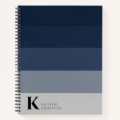 Modernes Navy Blue Ombre Gray Classic Monogram Notizblock (Vorderseite)
