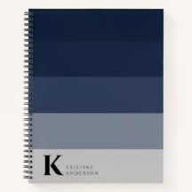 Modernes Navy Blue Ombre Gray Classic Monogram