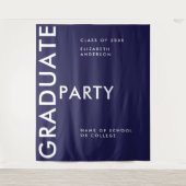 Modernes Navy Blue personalisieren Abschluss Hinte Wandteppich (Vorderseite)