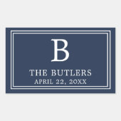 Modernes Navy-Blue-Rechteckheber Rechteckiger Aufkleber (Vorderseite)