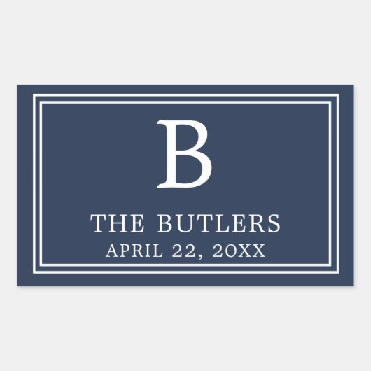 Modernes Navy-Blue-Rechteckheber Rechteckiger Aufkleber (Vorderseite)