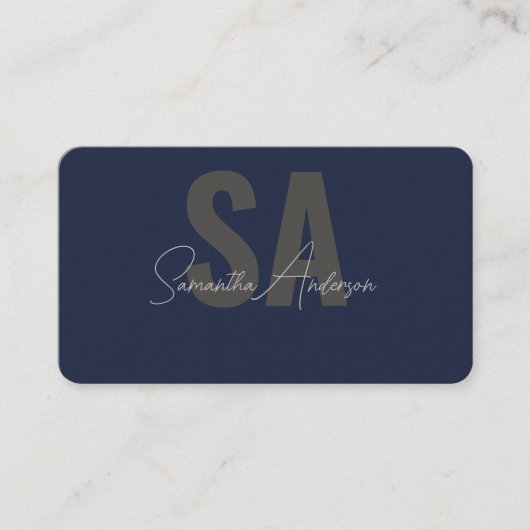 Modernes Navy Blue & Silver mit QR-Code | Visitenkarte (Vorderseite)