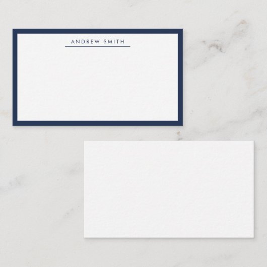 Modernes Navy Blue Simple Line Classic Minimalisti Mitteilungskarte (Vorne/Hinten)