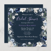 Modernes Navy Blue Square Brautparty Einladung (Vorne/Hinten)