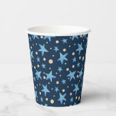 Modernes Navy Blue Star Pattern Boy Party Pappbecher (Rückseite)