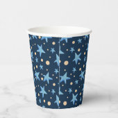Modernes Navy Blue Star Pattern Boy Party Pappbecher (Rechts)