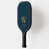 Modernes Navy Blue und Gold Mit Monogramm Pickleball Schläger (Links)