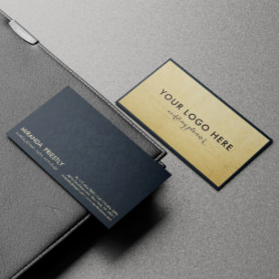 Modernes Navy Blue und Imitate Gold Foil Luxe Crea Visitenkarte