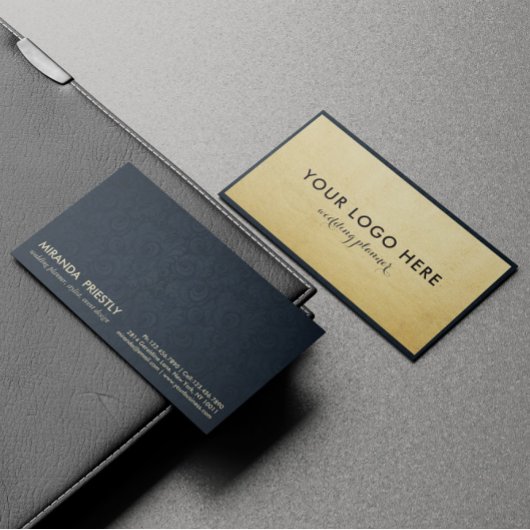 Modernes Navy Blue und Imitate Gold Foil Luxe Crea Visitenkarte