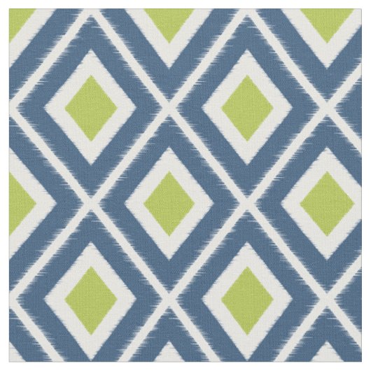 Modernes Navy Blue und Lime Green Ikat Muster Stoff (Nahaufnahme)