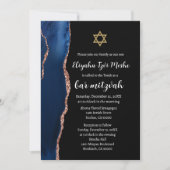 Modernes Navy Blue und Rose Gold Bar Mitzvah Einladung (Vorderseite)