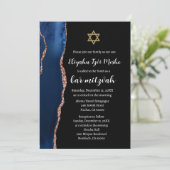 Modernes Navy Blue und Rose Gold Bar Mitzvah Einladung (Stehend Vorderseite)