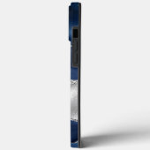 Modernes Navy Blue und Silver Agate Monogram Case-Mate iPhone Hülle (Rückseite / Links)