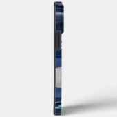 Modernes Navy Blue und Silver Agate Monogram Case-Mate iPhone Hülle (Rückseite / Rechts)