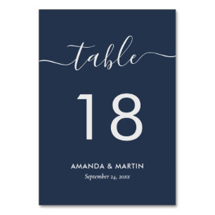 Modernes Navy Blue und Silver Tischnummer
