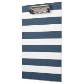 Modernes Navy Blue und White Bold Stripes Muster Klemmbrett (Links)