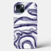 Modernes Navy Blue Wavy iPhone Case (Rückseite)