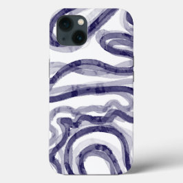 Modernes Navy Blue Wavy iPhone Case