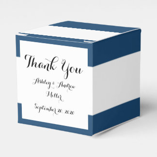 Modernes Navy Blue White Stripes Muster Geschenkschachtel