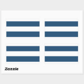 Modernes Navy Blue White Stripes Muster Rechteckiger Aufkleber (Blatt)