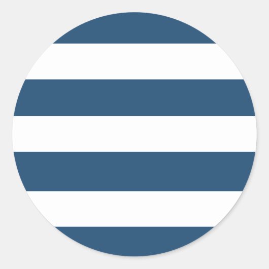 Modernes Navy Blue White Stripes Muster Runder Aufkleber (Vorderseite)