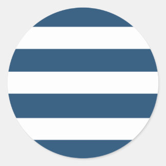 Modernes Navy Blue White Stripes Muster Runder Aufkleber