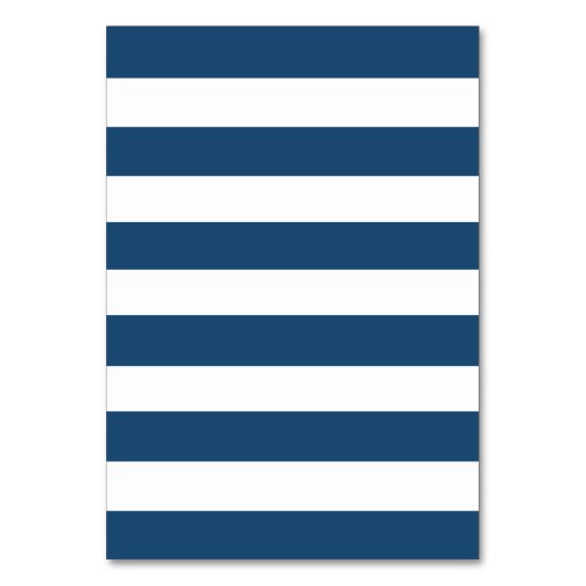 Modernes Navy Blue White Stripes Muster Tischnummer (Rückseite)