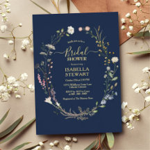 Modernes Navy Blue Wildblume Spring Brautparty
