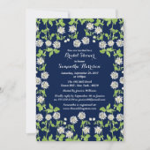 Modernes Navy-Florengarten-Brautparty Einladung (Vorderseite)