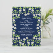 Modernes Navy-Florengarten-Brautparty Einladung (Stehend Vorderseite)