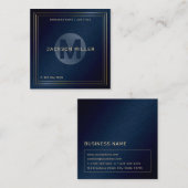 Modernes Navy Gold Monogram Beruflich Squash Quadratische Visitenkarte (Vorne/Hinten)