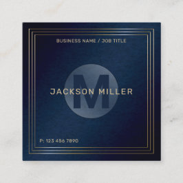 Modernes Navy Gold Monogram Beruflich Squash Quadratische Visitenkarte
