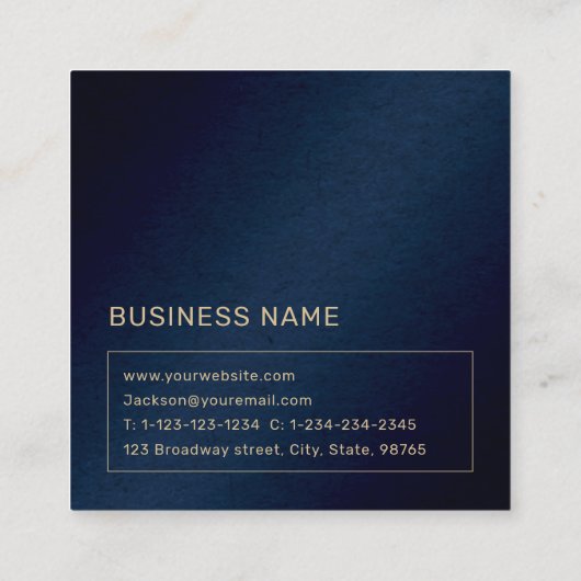 Modernes Navy Gold Monogram Beruflich Squash Quadratische Visitenkarte (Rückseite)