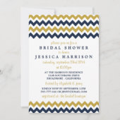 Modernes Navy & Gold Zickzack Brautparty Einladung (Vorderseite)