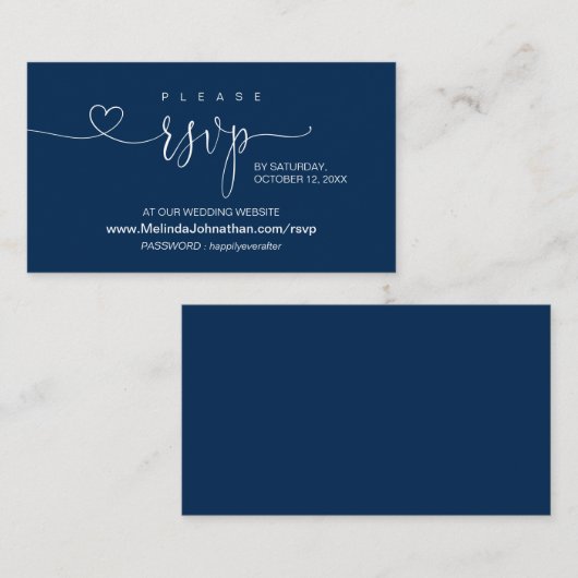 Modernes Navy, Online-UAWG auf der Website von Wed Begleitkarte (Vorne/Hinten)