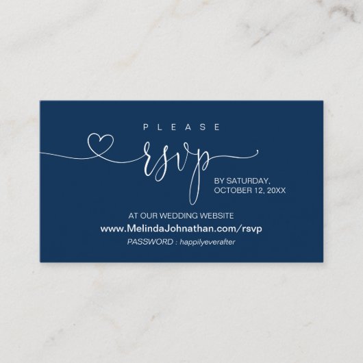 Modernes Navy, Online-UAWG auf der Website von Wed Begleitkarte (Vorderseite)