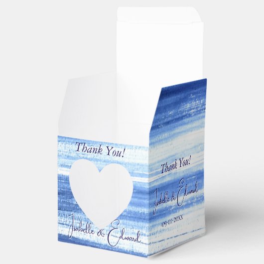 Modernes Navy Wasserfarbe Pinselstriche Muster Geschenkschachtel (Geöffnet)