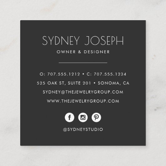 Modernes Necklass-Logo | Schmuckdesign Quadratische Visitenkarte (Rückseite)