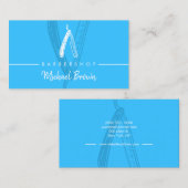Modernes Neon Blue Barber Razor Design Visitenkarte (Vorne/Hinten)