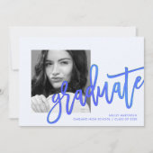 Modernes Neon Blue Typografie Foto Grad Party Einladung (Vorderseite)