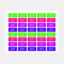 Modernes Neon Boy Girl - Personalisierter Name Etiketten